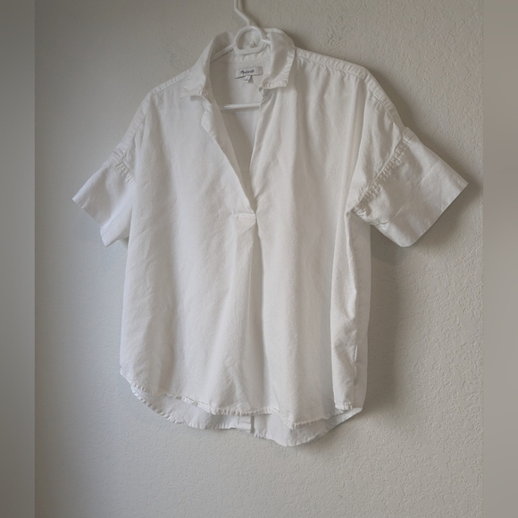 Madewell White Courier Button-Back Modal Blend Boxy Shirt Preppy Essential - Picture 5 of 11